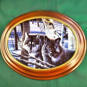 Vintage 1997 The Bradford Exchange Night Watch Wolf Plate Daniel Renn Pierce